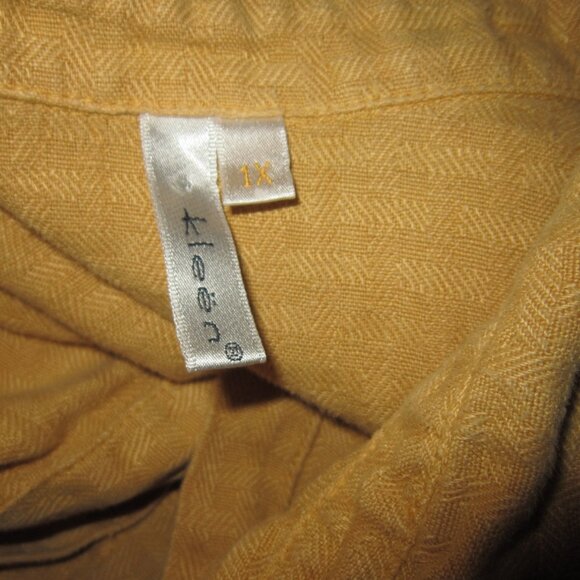 Kleen Plus 1X Button Tunic Top Big Shirt Blouse Lagenlook Heavy Linen Textured - Picture 3 of 3